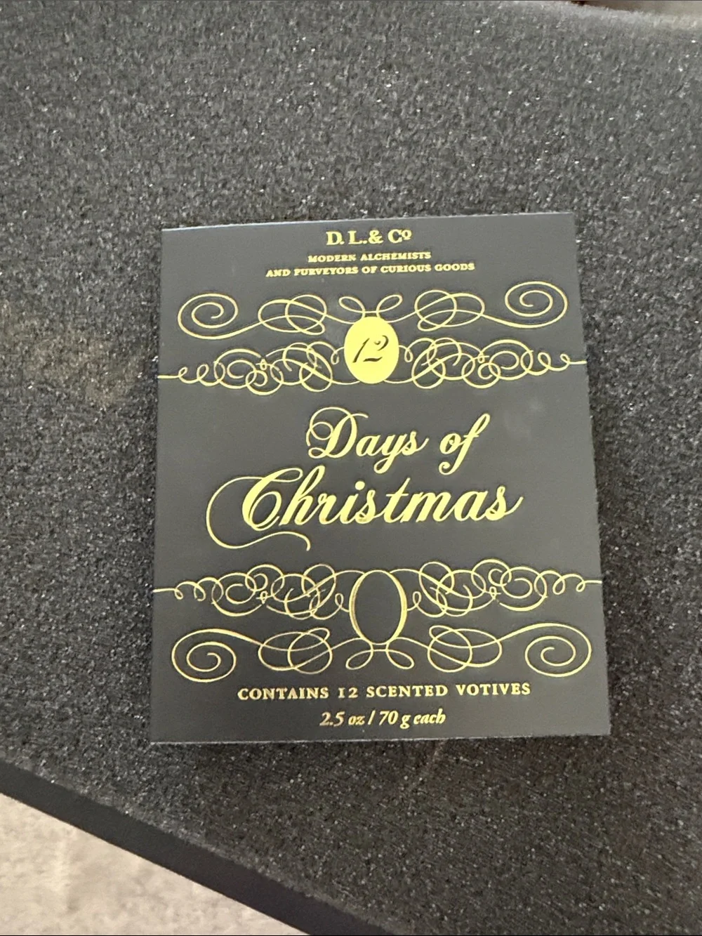 DL & Co 12 Days of Christmas Decorative Gift Box - Black & Gold NIB